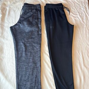 2 Pair Under Armour sweat pants black and charcoal gray